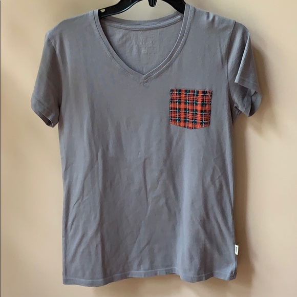 Woolrich tartan pocket v neck tee - Picture 2 of 5